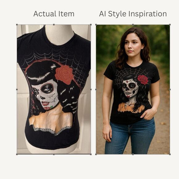Day Of The Dead Small Sugar Skull Pinup Rockabilly Goth Spider Web Tattoo Black - Picture 1 of 11